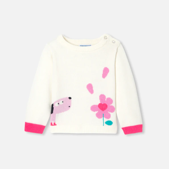 Baby girl intarsia flower jumper