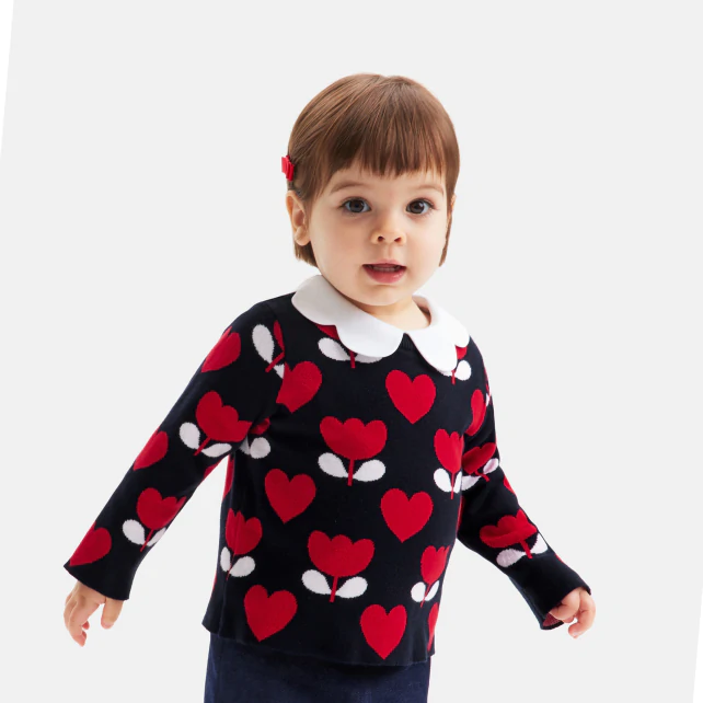 Baby girl jumper in jacquard knit