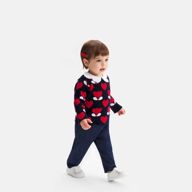 Baby girl jumper in jacquard knit