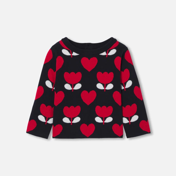 Baby girl jumper in jacquard knit