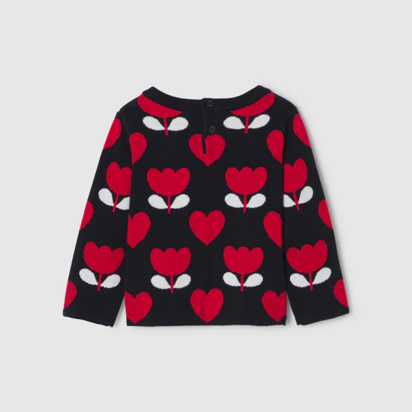 Baby girl jumper in jacquard knit