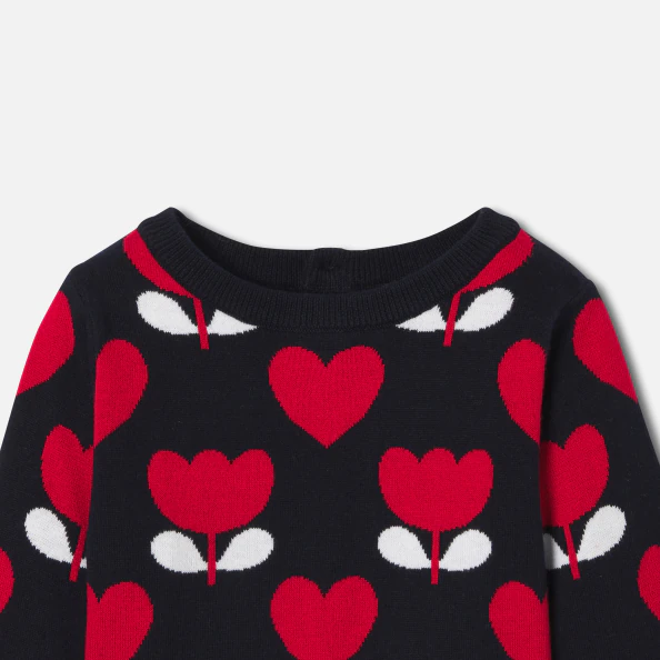 Baby girl jumper in jacquard knit