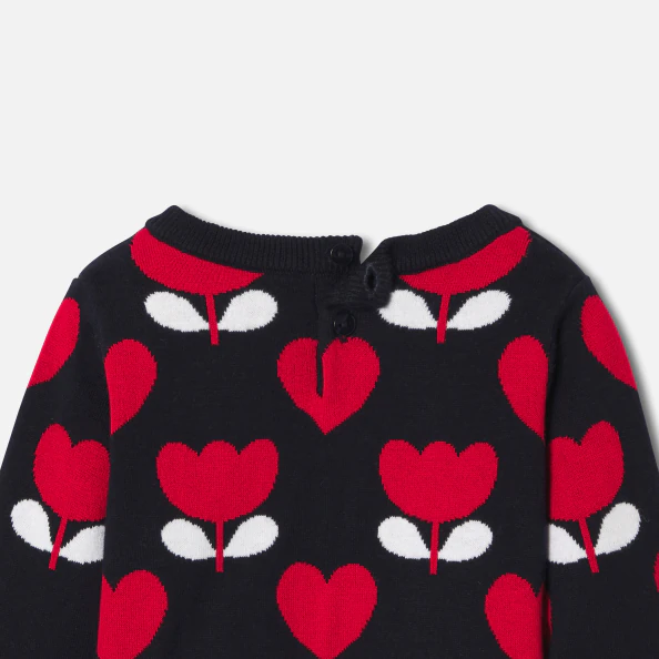 Baby girl jumper in jacquard knit