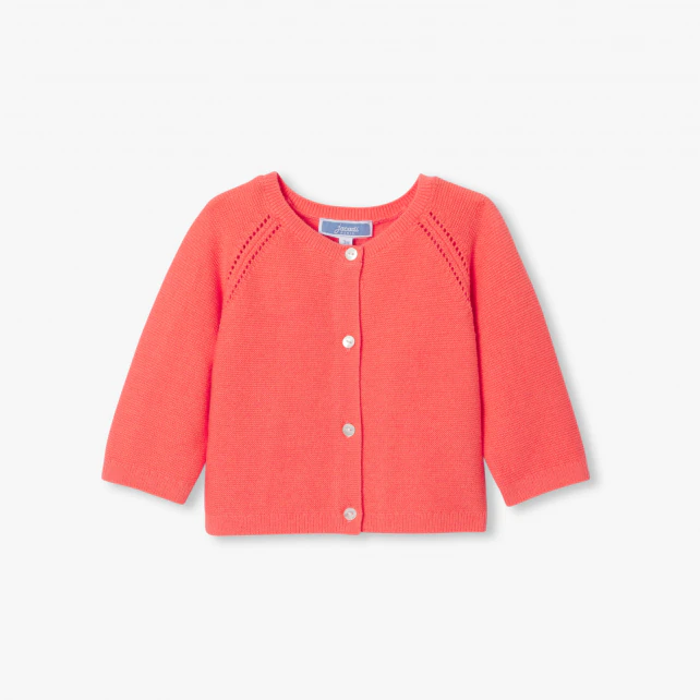 Baby girl cardigan in garter stitch