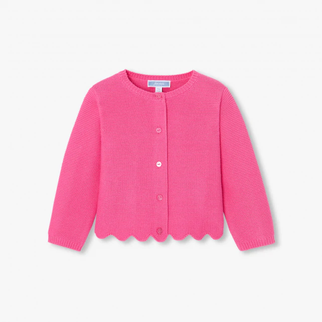 Baby girl cardigan in garter stitch