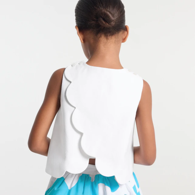 Girl top in honeycomb piqué