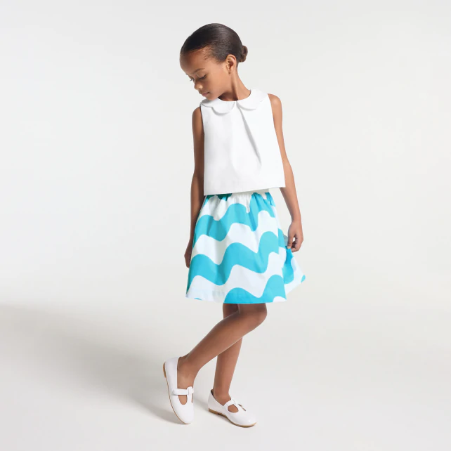 Girl top in honeycomb piqué