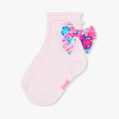 Girl socks with Liberty fabric bow